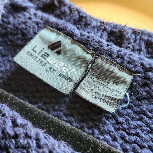 Vintage 1980s Oversized Geometric Chunky Knit Sweater: Liz Claiborne, Women's M - Picture 2 of 8